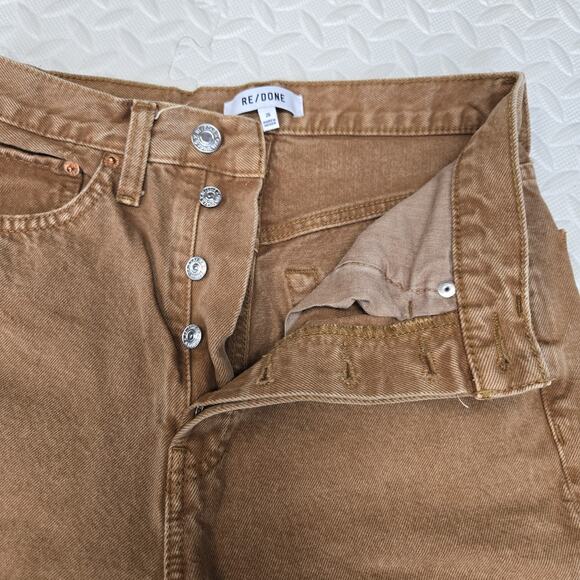 Re/Done Jeans Womens 26 70's Ultra High Rise Stovepipe Washed Terracotta Brown - Picture 9 of 13